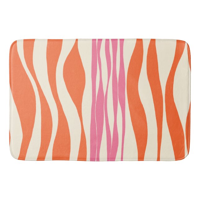 Ebb und Flow - Rosa, Orange und Creme Badematte (Vorderseite)