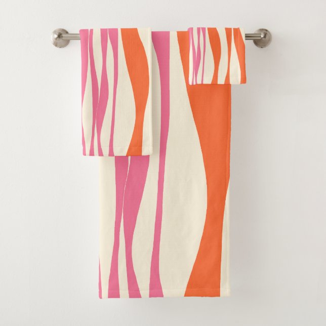 Ebb und Flow - Rosa, Orange und Creme Badhandtuch Set (Insitu)