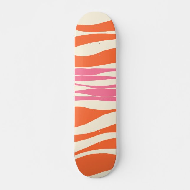 Ebb und Flow - Rosa, Orange und Creme Skateboard (Vorne)