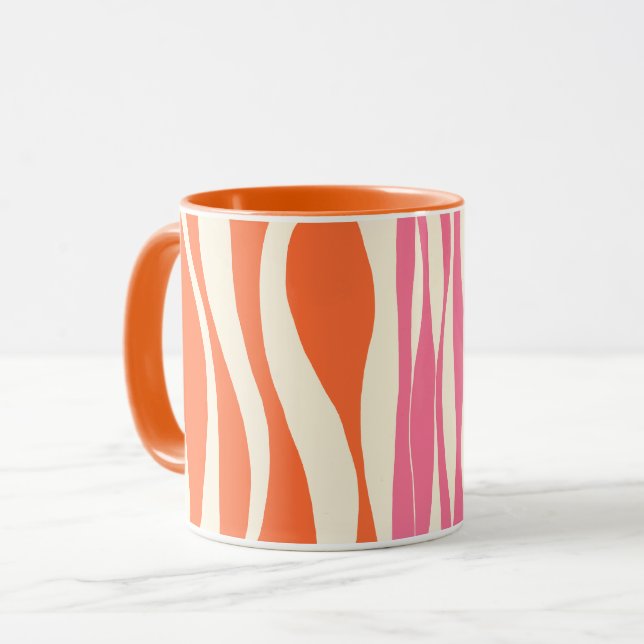 Ebb und Flow - Rosa, Orange und Creme Tasse (Vorderseite Links)