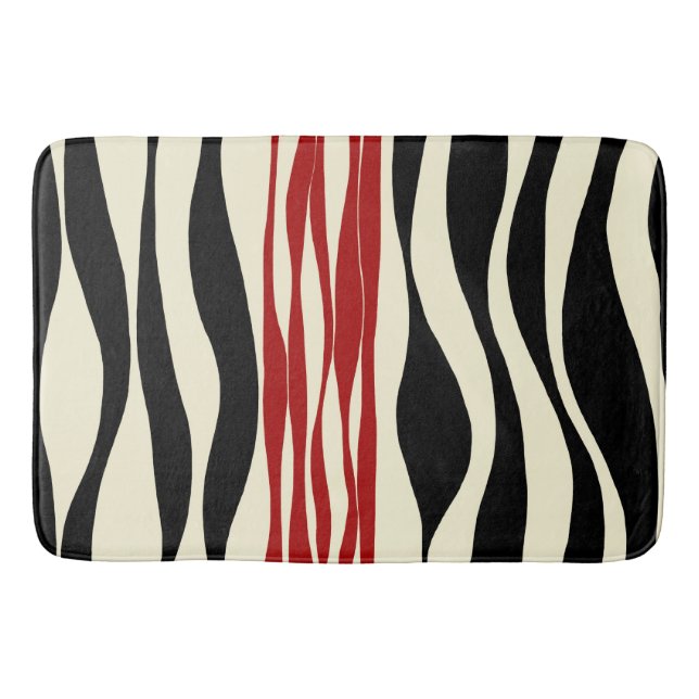 Ebb und Flow - Rot und Creme Badematte (Vorderseite)