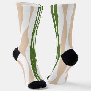 EBB und Flow - Weiß, Sand und Palm grün Socken