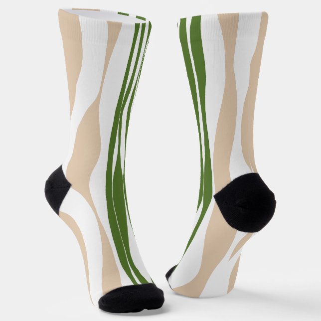 EBB und Flow - Weiß, Sand und Palm grün Socken (Gewinkelt)