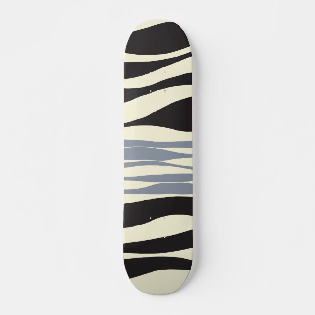 Ebb und Fluss in Schwarz, Grau und Creme Skateboard (Vorne)