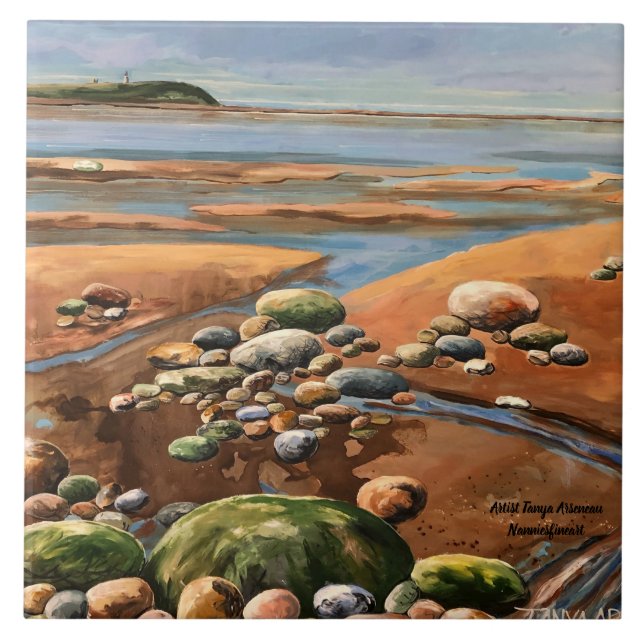 Ebbe Strand Meer Szene Fliese (Vorderseite)