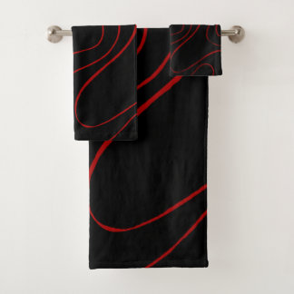 Ebbe und Flut 2 in Rot und Schwarz Badhandtuch Set