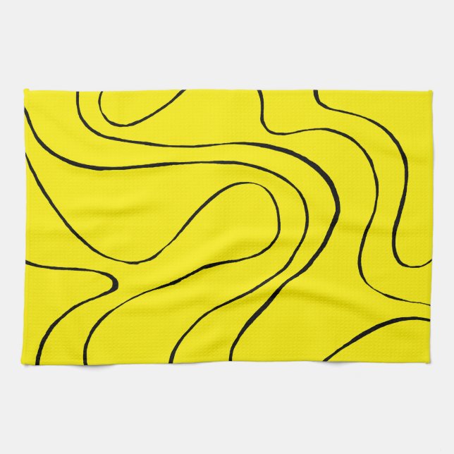 Ebbe und Flut 2 in Schwarz und Gelb Geschirrtuch (Horizontal)