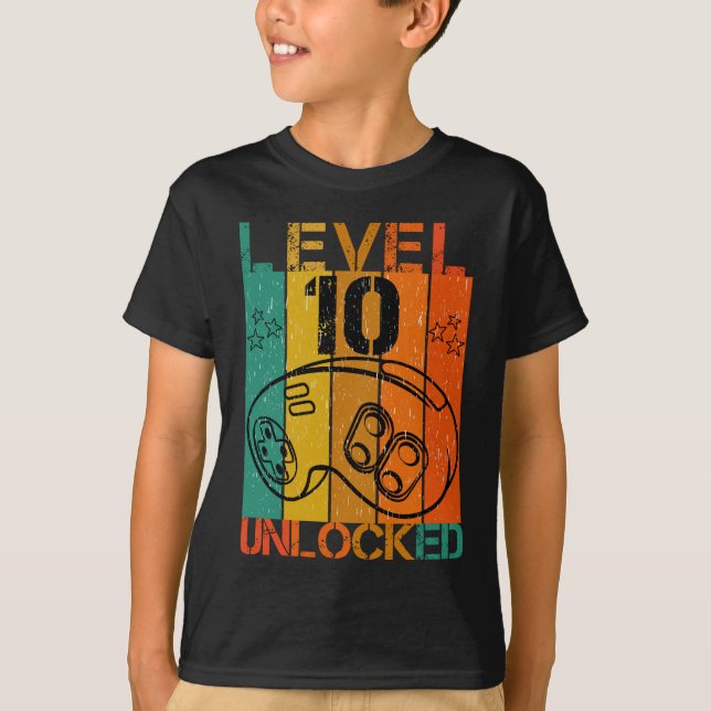 EBENE 10 UNLOCKIERT - FUNNY BIRTHDAY GAMER GAMING T-Shirt (Vorderseite)