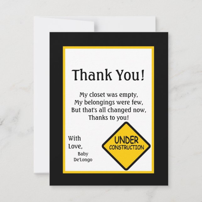 EBENE 4x5 danken Ihnen, Bau zu kardieren Dankeskarte (Vorderseite)