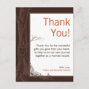 EBENE 4x5 danken Ihnen, Fall-Baum-InitialeCarvings Dankeskarte