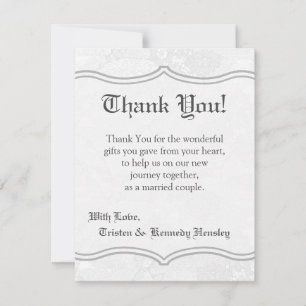 EBENE 4x5 danken Ihnen, Land-weißen Spitze-Druck Dankeskarte