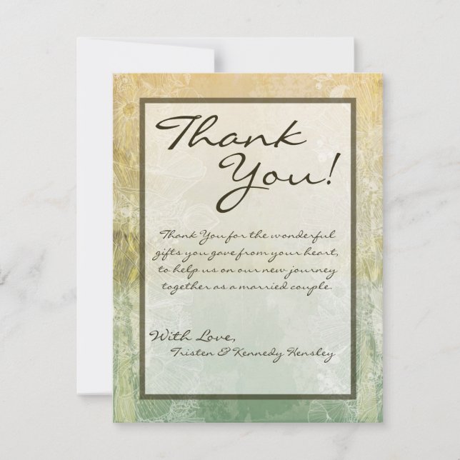 EBENE 4x5 danken Ihnen, Vintage Blumenantike zu Dankeskarte (Vorderseite)