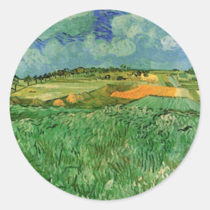 Ebene bei Auvers von Vincent van Gogh Runder Aufkleber