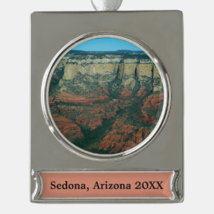 Ebenen der Roten Felsen in Sedona Arizona Banner-Ornament Silber