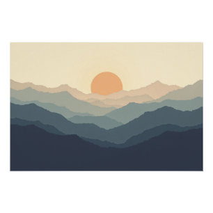 Ebenen der Ruhe - Minimalistischer Sonnenuntergang Poster