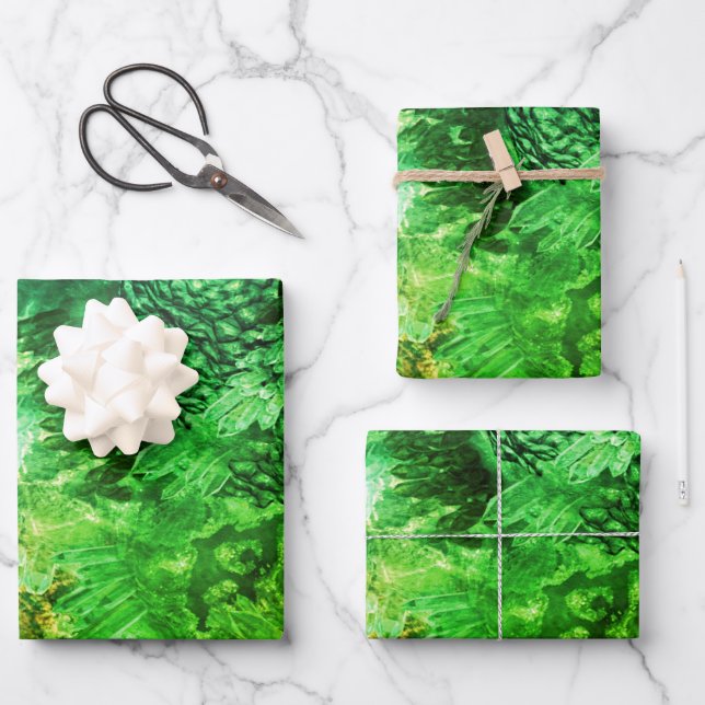 Ebenen grüner Kristalle Geschenkpapier Set (Vorderseite)