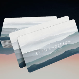 Ebenen von Gebirgsbereichen in Blautönen Visitenkarte