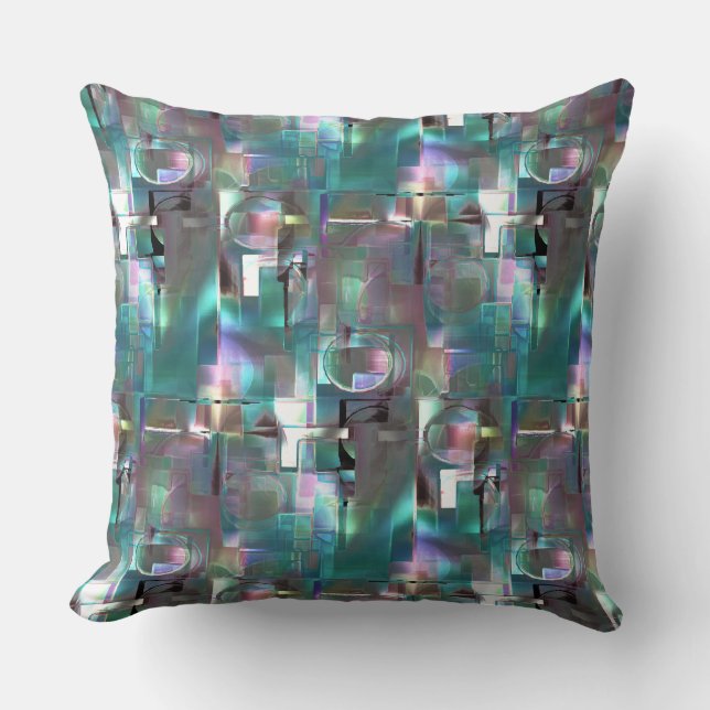 Ebenen von Gradienten, grünen Formen und farbigen  Kissen (Vorderseite)