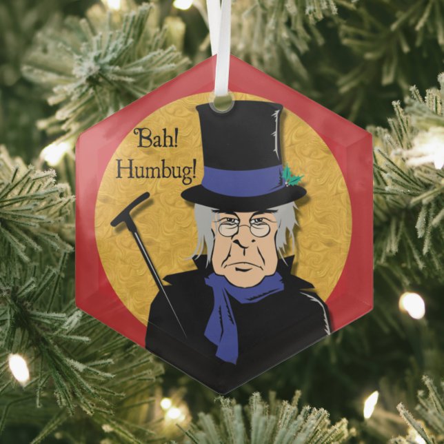 Ebenezer Scrooge Bah! Humbug! Metallverzierung Ornament Aus Glas (Insitu)