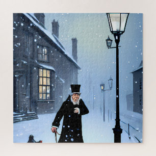 Ebenezer Scrooge Snowy Viktorianisch Street Puzzle
