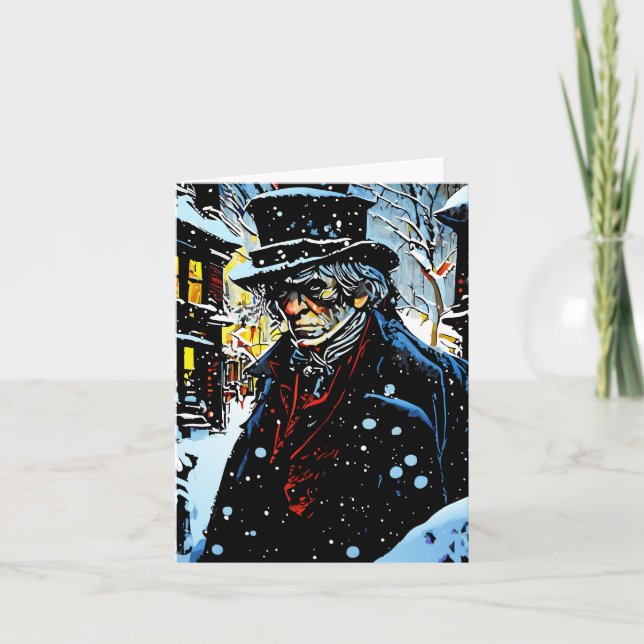 Ebenezer Scrooge Viktorianische Weihnachtswintersz Karte (Vorderseite)