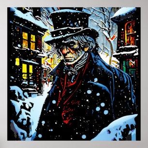 Ebenezer Scrooge Viktorianische Weihnachtswintersz Poster