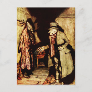 Ebenezer Scrooge Weihnachtslied Vintage Postkarte