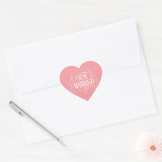 Ebenfalls geheiratet Ornate Kalligrafie-Buchstaben Herz-Aufkleber