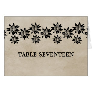 Ebenholz-Blumen-Vintage-Tischnummernkarte