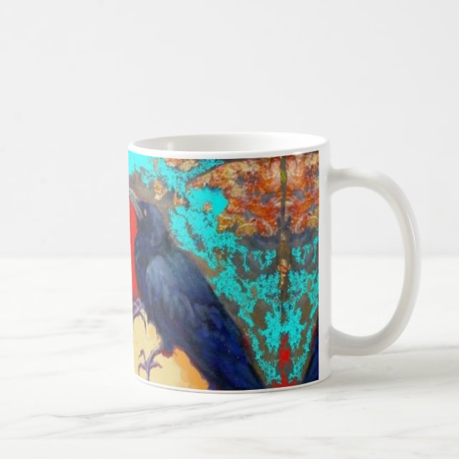 Ebenholz-Krähe und Ei durch Sharles Kaffeetasse (Rechts)