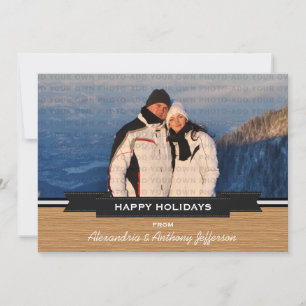 Ebenholzfarbene Rustic-Banner-Feiertags-Foto-Flatc Feiertagskarte