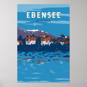 Ebensee Austria Travel Art Vintag Poster