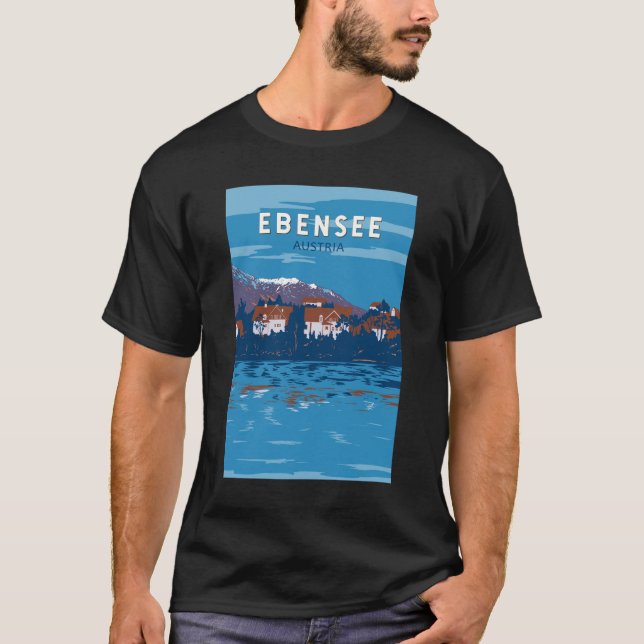 Ebensee Austria Travel Art Vintag T-Shirt (Vorderseite)