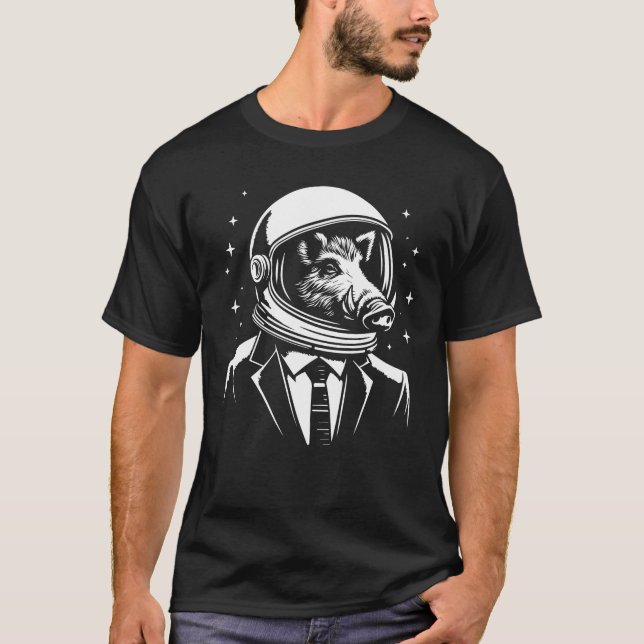 Eber als Astronaut im Kosmos T-Shirt (Vorderseite)