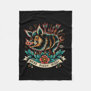 Eberjäger hier Piggy Herren Vintage Wildschwein Tä Fleecedecke
