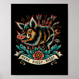 Eberjäger hier Piggy Herren Vintage Wildschwein Tä Poster
