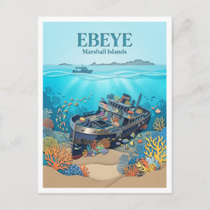 Ebeye WWII-Schiffswracks Marshallinseln Postkarte