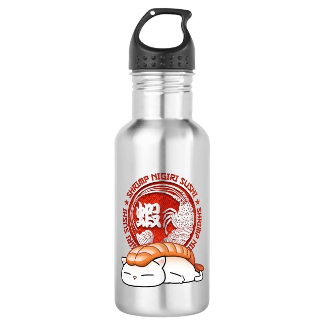 Ebi Shrimp Sushi Cat Edelstahlflasche (Vorderseite)