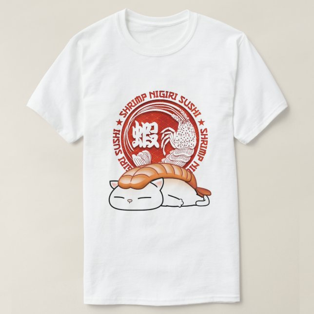 Ebi Shrimp Sushi Cat T-Shirt (Design vorne)