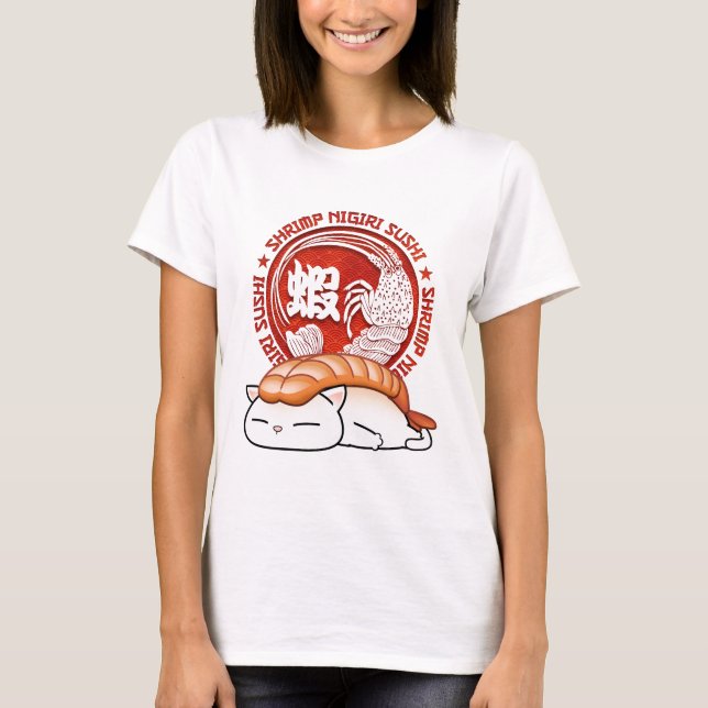 Ebi Shrimp Sushi Cat T-Shirt (Vorderseite)