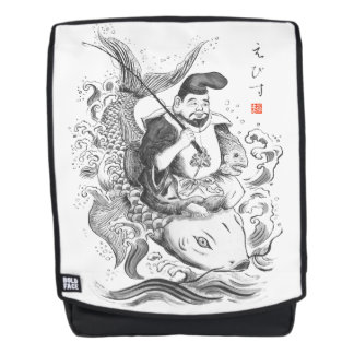 Ebisu - Gott des Fischfangs und Handels (Tuschemal Rucksack