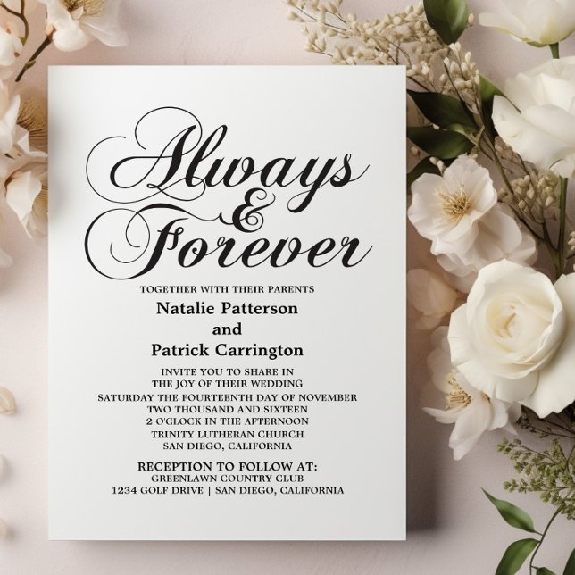 Ebony Always & Forever Wedding Einladung (Ebony Always and Forever Wedding Invitation)