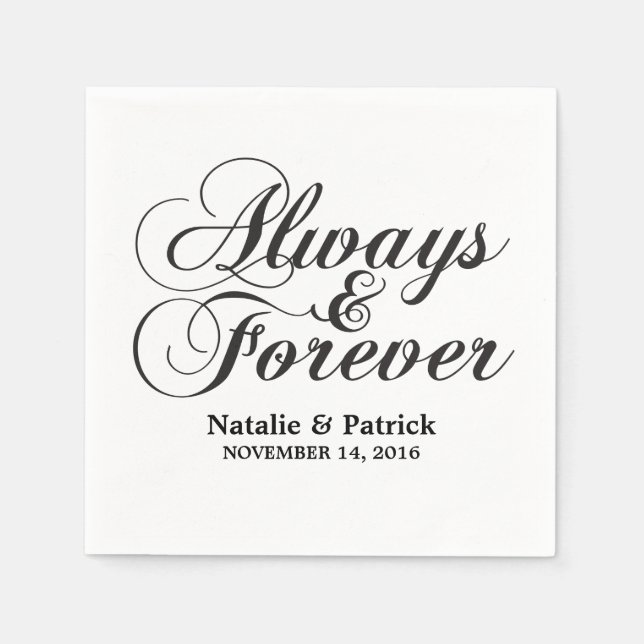 Ebony Always & Forever Wedding Paper Napkins Serviette (Vorderseite)