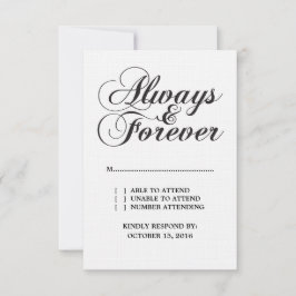 Ebony Always & Forever Wedding RSVP Card Karte