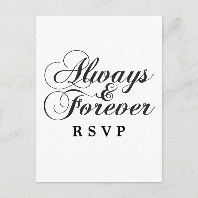 Ebony Always & Forever Wedding RSVP Postcard Einladungspostkarte (Vorderseite)