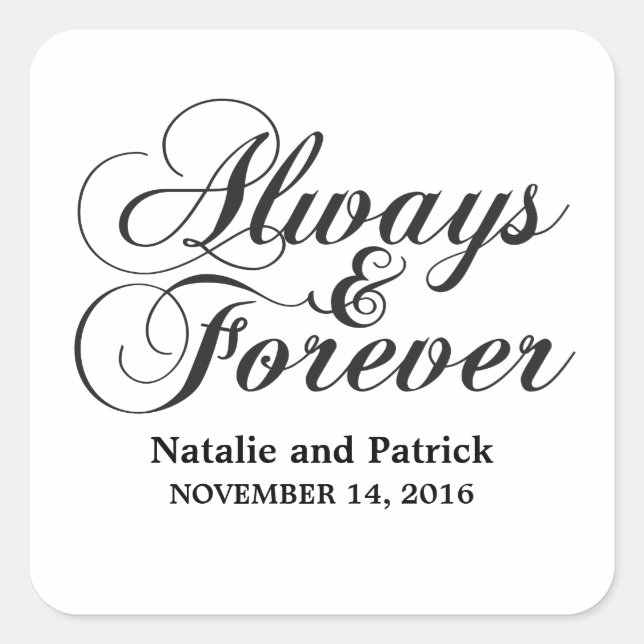 Ebony Always & Forever Wedding Stickers (Vorderseite)