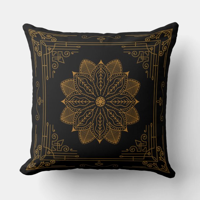 "Ebony" Art Nouveau Kissen (Vorderseite)