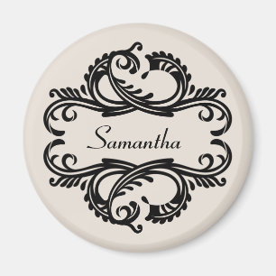 Ebony Chic Damask Magnet