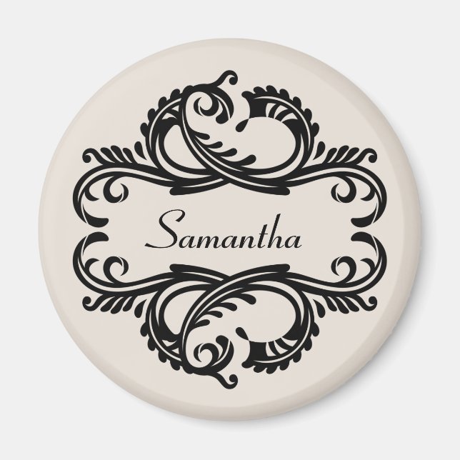 Ebony Chic Damask Magnet (Vorne)