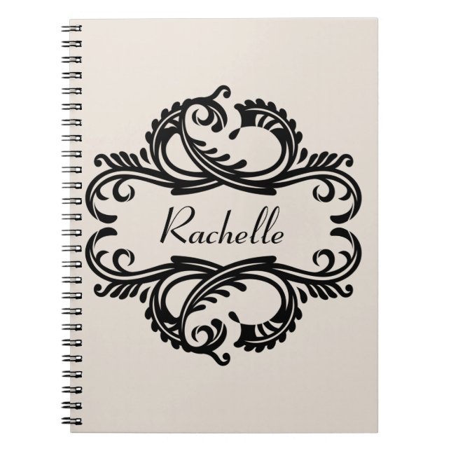 Ebony Chic Damask Notebook Notizblock (Vorderseite)